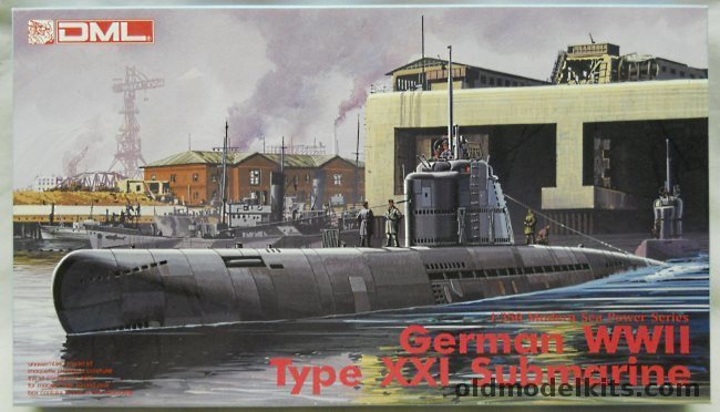 DML 1/350 German WWII Type XXI Submarine, 1008 plastic model kit